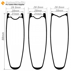 Aros para Bicicleta de Carretera 700C 88x28mm Clincher / Tubeless / Tubular